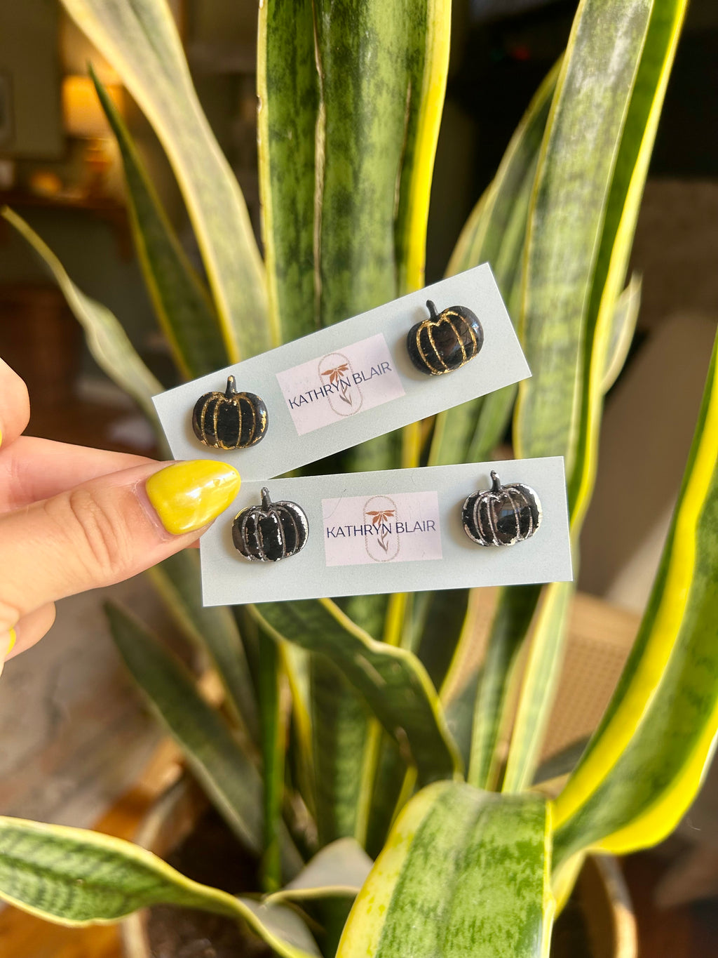 Black Pumpkin Studs