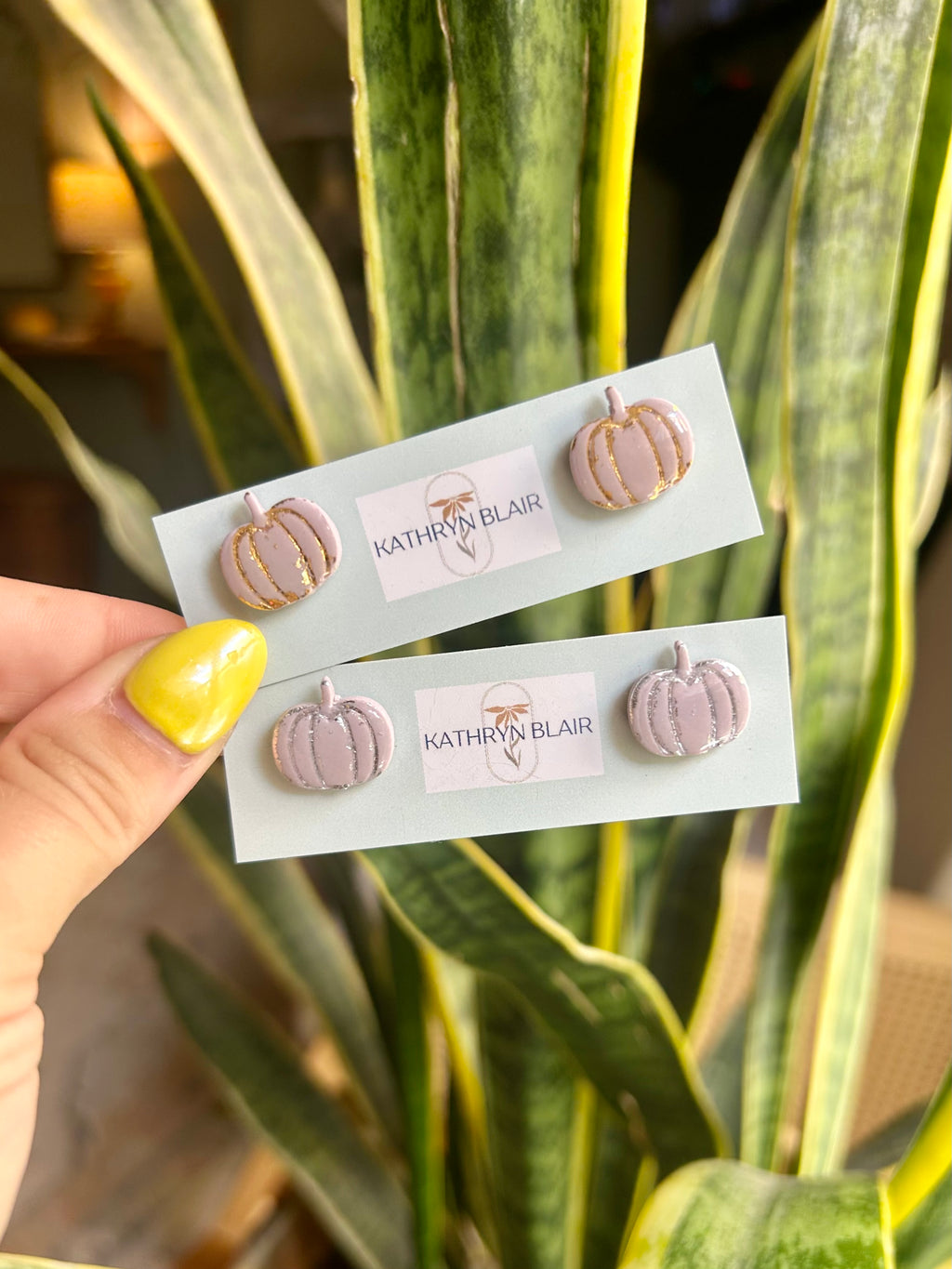 Soft Pink Pumpkin Studs